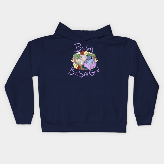 Stitch Longing-Broken But Still Good Kids Hoodie by Drea D. Illustrations